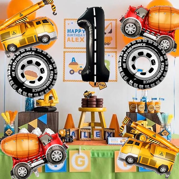 1st Birthday Decorations for Boys Construction Balloons 40inch Number 1 - Image 6