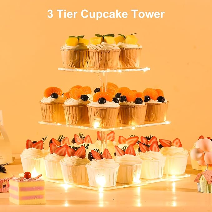 3 Tier Cupcake Stand Cupcake Holder, Acrylic Cupcake Tower - Image 2