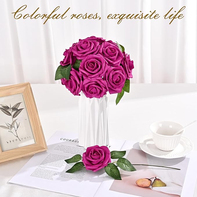BLEUM CADE 16Pcs Artificial Flowers Fake Roses - Image 2