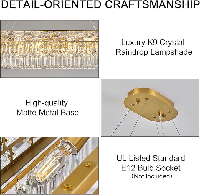 Crystal Chandeliers, 49.2" 18-Light Gold Chandelier - Image 3