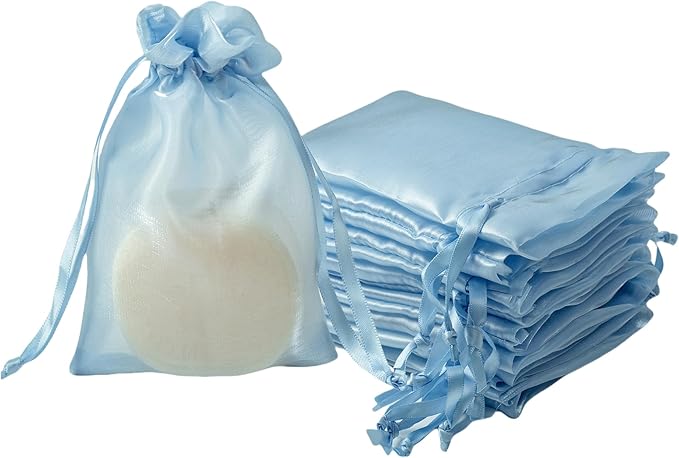 20 Pcs Blue Small Organza Bags 4X6 inch by QIANF