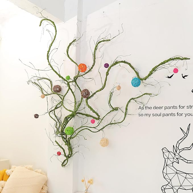 118 inch Small Green Artificial Tree Branches Grapevine Garland Ivy Willow - Image 2