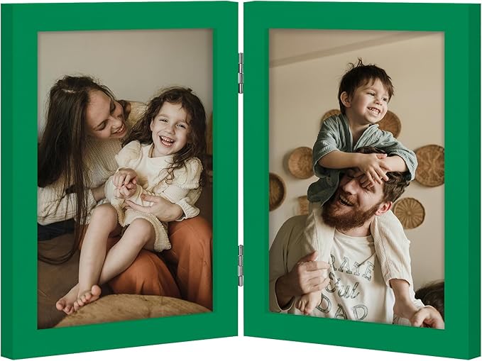 decorUhome Double 5x7 Picture Frame Vertical, Engineered Wood Bifold Photo Frame by decorUhome