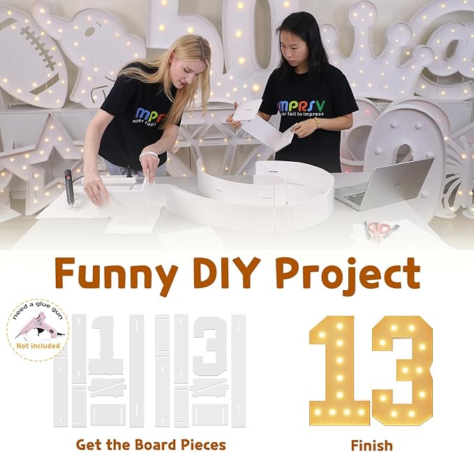 Imprsv 4FT Light Up Numbers, Marquee 13th Birthday Decorations - Image 2