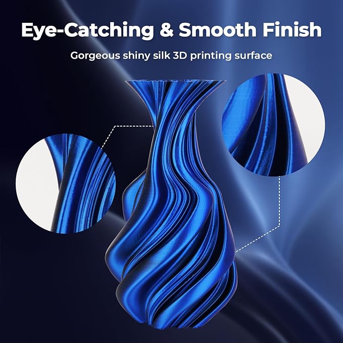 AMOLEN Silk PLA 3D Printer Filament, Dual Color Black Blue PLA 1.75mm, Shiny - Image 3