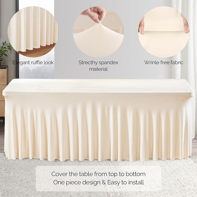 Wish Care 6 Pack Ivory Spandex Table Clothes - Image 2