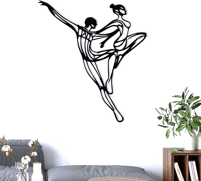 Wita Home Dancing Couple Metal Wall Art, Modern Minimalist Line Art Sculpture by WitaHome