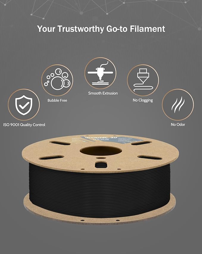 DURAMIC 3D PLA+ Filament 1.75mm 2Kg Black, PLA Plus Filament 2 Pack 1kg Spool - Image 5