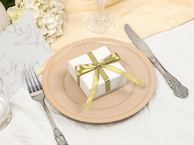 Light Gold Satin Ribbon 3/8 inch X Continuous 100 Yards, Single Face Polyester - Image 5