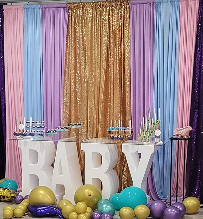 Poise3EHome Gold Sequin Backdrop Curtain, 4 Pieces 3FT x 8FT Sequin Backdrop - Image 8