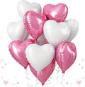 Heart Foil Balloons, 18 Inch White & Pink Heart Shape Mylar Balloons by TAOYE