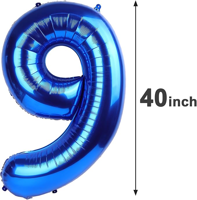 Large Foil Navy Blue Number 9 Balloon 40 Inch, Mylar 9th Number 9 Birthday - Image 2