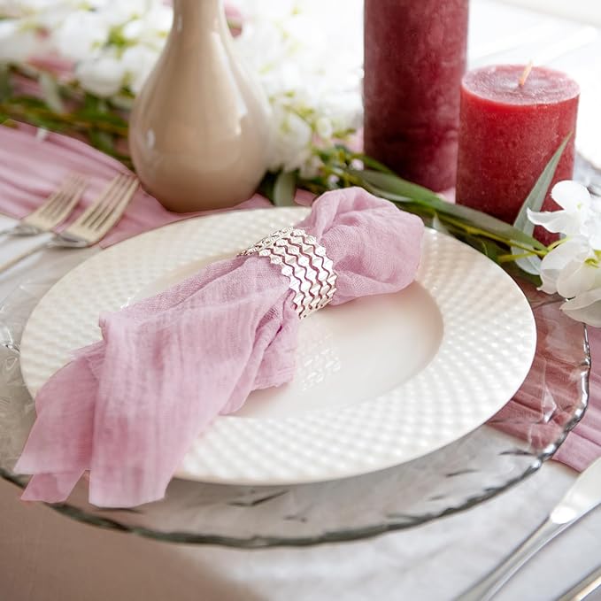 Light Pink Cheesecloth Table Runner Set of 2, 12 ft Cotton Gauze Runner Rustic - Image 6