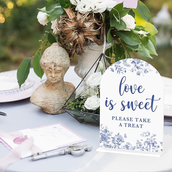 Acrylic Wedding Signs, Dusty Blue Wedding Decor, Love is Sweet Signs - Image 3