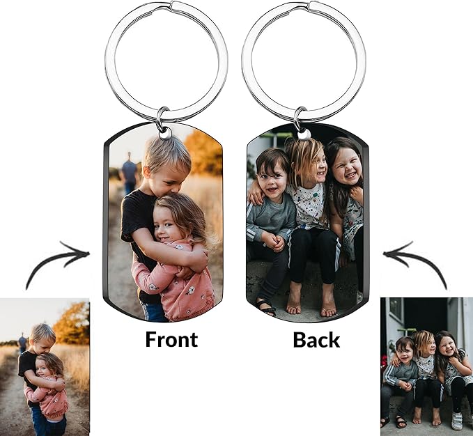 Personalized Double-sided Photo Text+Icons Keychain Drive Safe Boy Girlfriend - Image 2