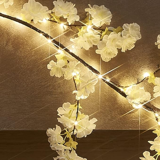 Hairui Cherry Blossom 96 LED Fairy Lights 6FT Garland, Battery Operated - Image 2
