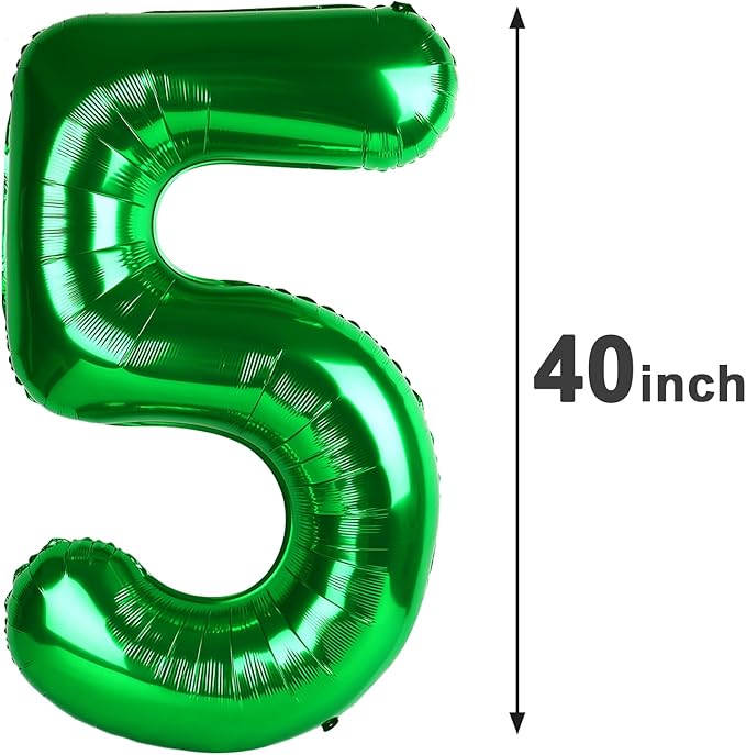 Green 40 Inch Large Number 5 Birthday Balloon, 2025 Five 5th 15 25 35 50 55 - Image 2