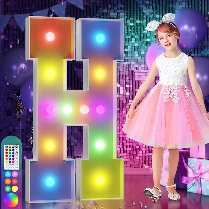 imprsv 4FT Colorful Marquee Light Up Letters H, 18 Colors Large Light up by Letsmakeitimpressive