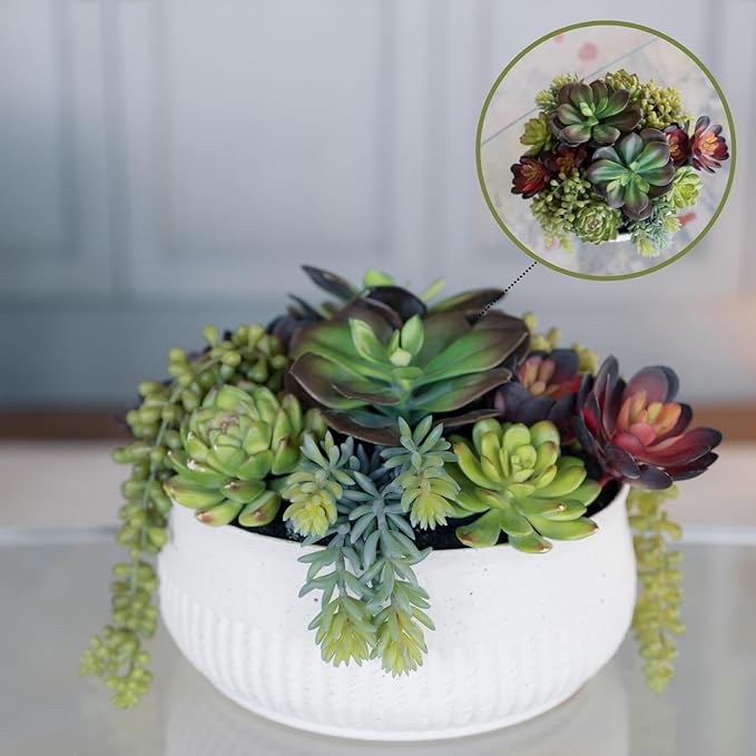 Round Faux Succulent Arrangement, Display on Any Surface in Your Home Adding an - Image 2