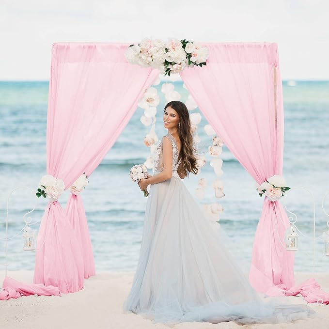 VOK Pink Wedding Arch Draping Fabric Chiffon Fabric, 29in x 18Ft 2 Panels Sheer - Image 6