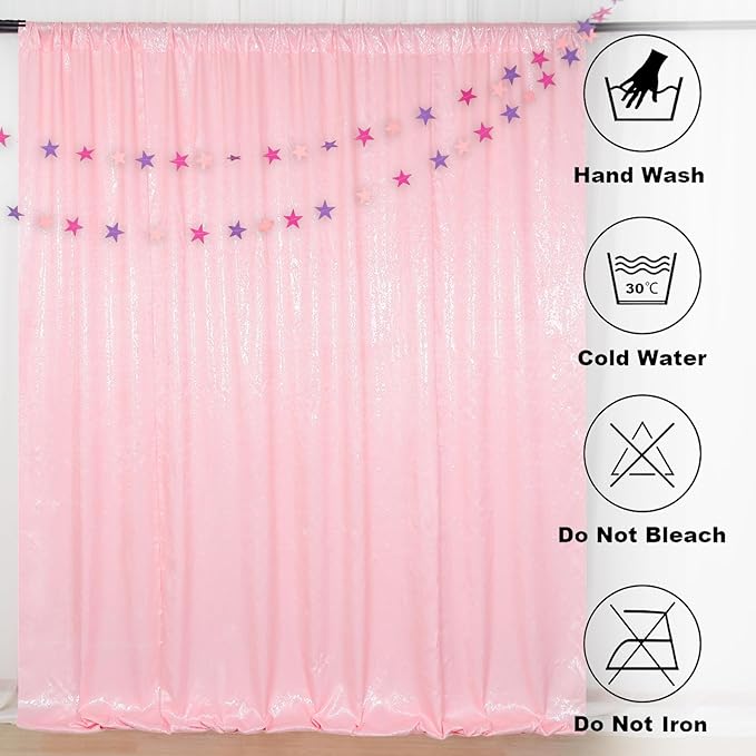 ShinyBeauty Pink Sequin Photo Backdrop 4FTx8FT - Image 5