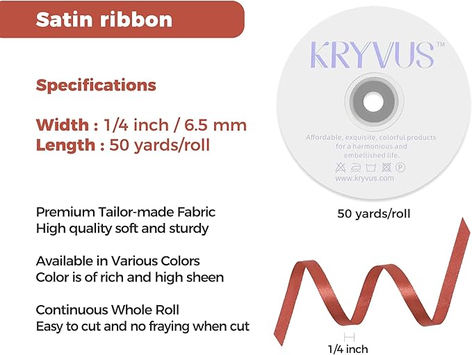 Copper Satin Ribbon 1/4 inch X Continuous 50 Yards, Single Face Polyester - Image 3