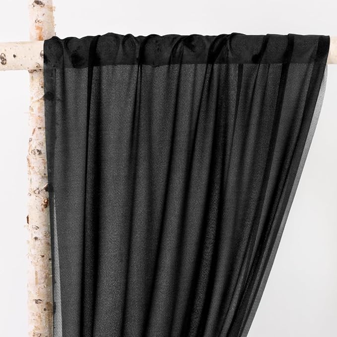 MLMW Wedding Arch Draping Fabric 1 Panel 29" x 20Ft Black Sheer Wedding Arch - Image 2