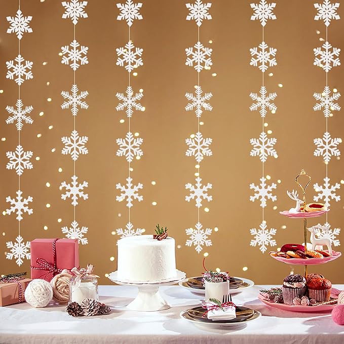 Snowflake Snow White-Silver Christmas Party-Decorations Garland - Image 5