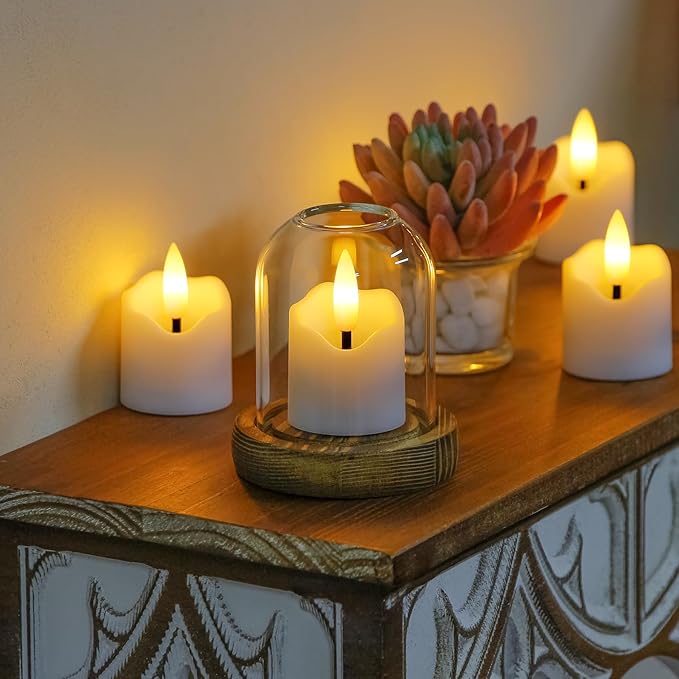 6 Pack Battery Operated Auto Daily Timer White Plastic LED Flameless Votive - Image 4