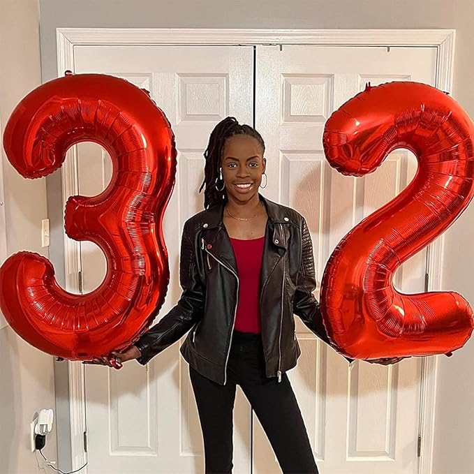 40 Inch Red Large Numbers Balloons 6, Self Inflating Digit 6 Helium Balloons - Image 6