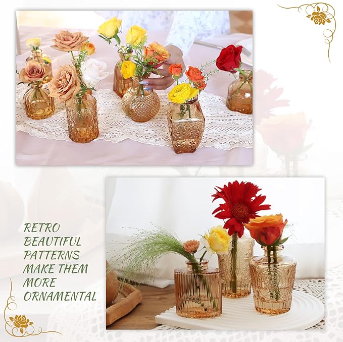 Set of 22 Amber Glass Mini Bud Vase - Image 5