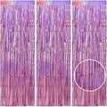 TONIFUL 3Pcs Laser Light Pink Door Streamers, Laser Pink Photo Booth Backdrop by TONIFUL