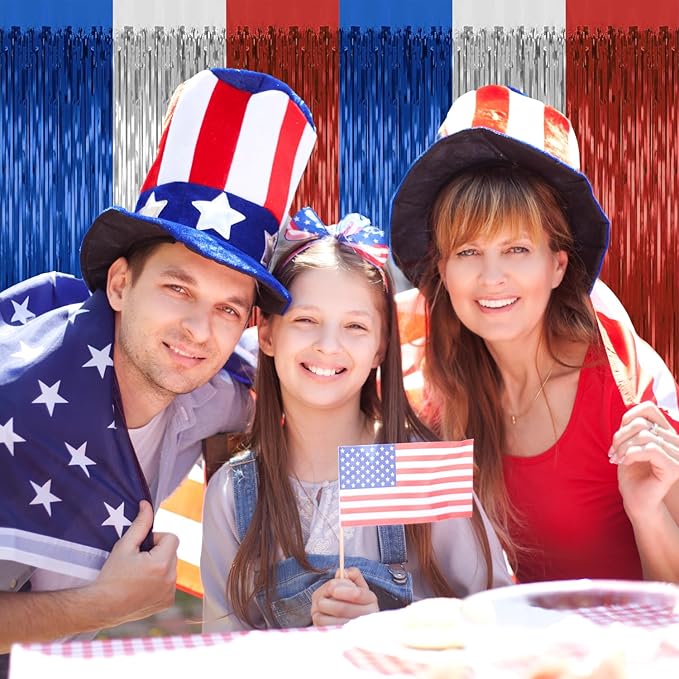 4 Pack 4th of July Party Supplies, 3.28 Ft x 6.56 Ft 4th of July Tinsel Backdrop - Image 6