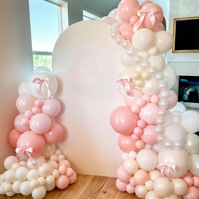 Light Pink Balloons, 12 Inch Pastel Macaron Pink and White Sand Nude Beige - Image 6