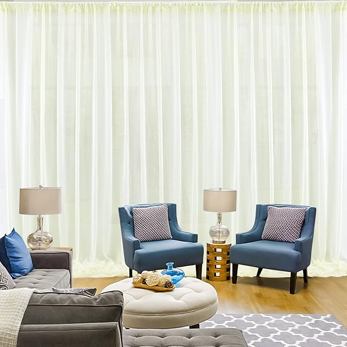 PARTISKY 10ftx10ft Ivory Chiffon Sheer Backdrop Curtains, Wrinkle-Free Wedding - Image 9