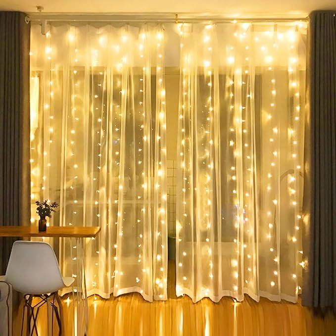 Dazzle Bright Curtain String Lights, 300 LED 9.8ft x9.8ft Warm White Fairy by DazzleBright