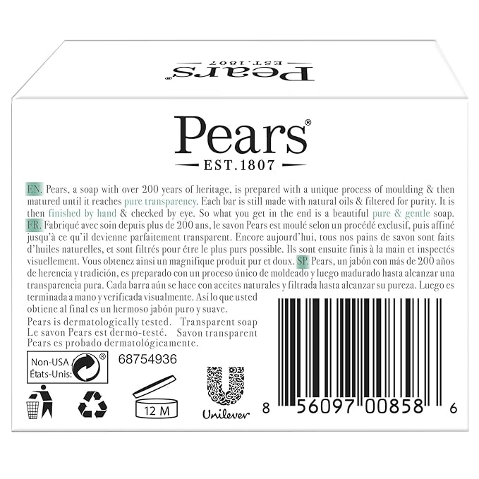Pears Soap, Pure & Gentle with Lemon Flower Extracts, Glowing Skin, 4.4 Oz Ea - Image 2