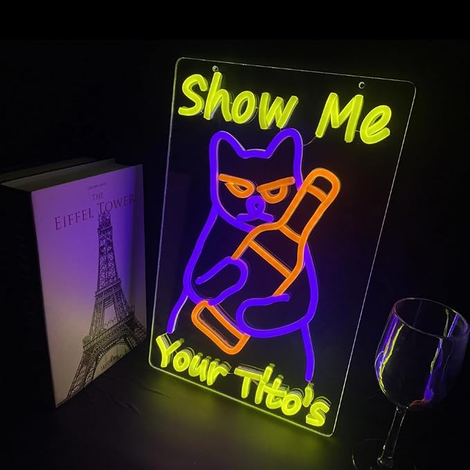 Neon Sign Cat Tito Light for Home Bar Pub, Dimmable LED Wall Light for Party - Image 5