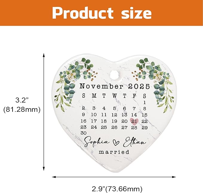 Love Signal Married Calendar Ceramic Ornament, Mr Mrs 2025 Ornaments Custom - Image 6