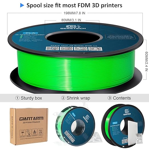 Geeetech Green PLA Filament 1.75mm, PLA 3D Printer Filament 1kg Spool - Image 6