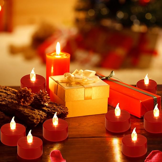 LED Tea Lights Candles- 24PACK Red Flameless Candles Realistic and Bright - Image 4