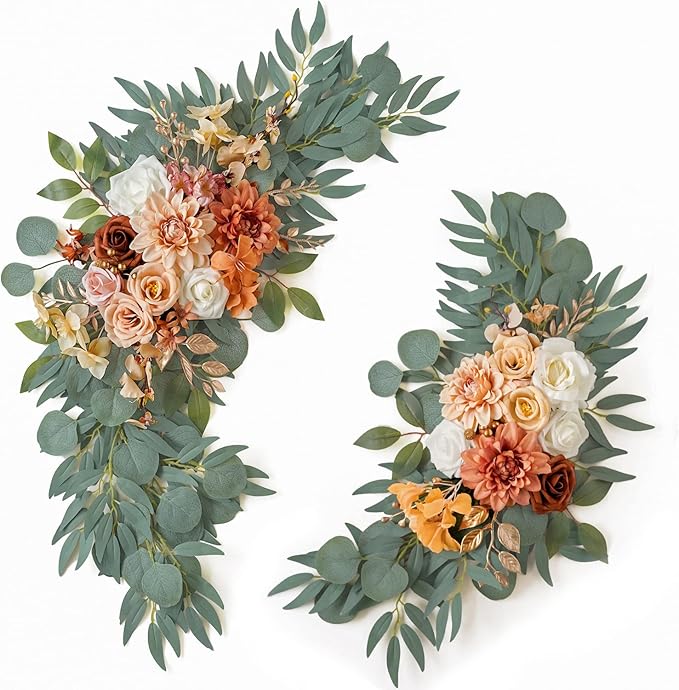 ponatia Wedding Arch Flowers, Artificial Burnt Orange Flowers by ponatia