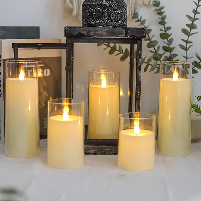 Fo32won Ivory White LED Flameless Pillar Candles Battery Operated - Image 5