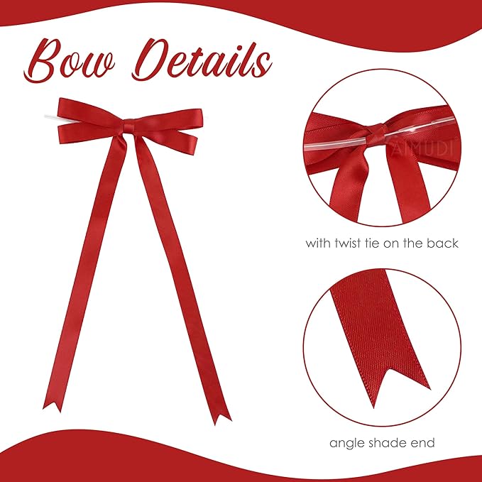 AIMUDI Red Bow 5 × 10" Satin Bow - Image 4