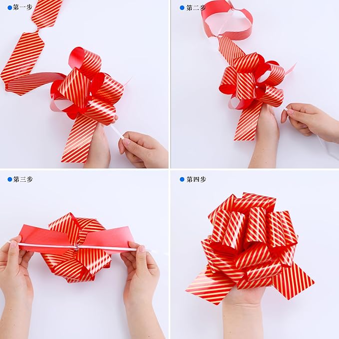 FORBINBO 12 Pieces Stripe Pull Bow Large Gift Wrapping Pull Bows - Image 3