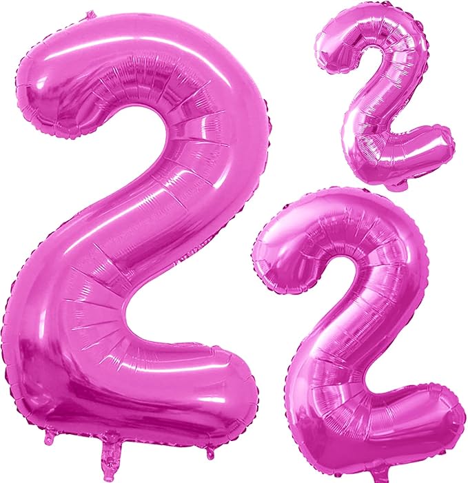 GOER Pink Foil Balloons Number 2, Huge Number Balloons by GOER
