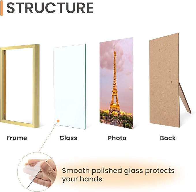 upsimples 4x6 Picture Frame Set of 3, Made of High Definition Glass - Image 3