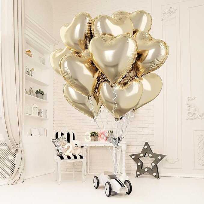 Pastel Gold Heart Balloons - Image 7
