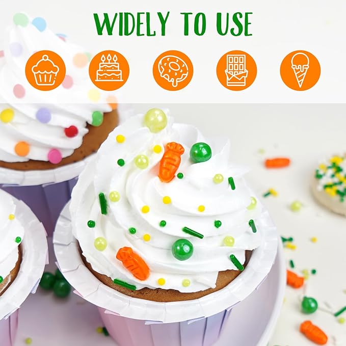 Green Sprinkles for Cake Decorating, Edible Spring Sugar Carrots, Sprinkles for - Image 5