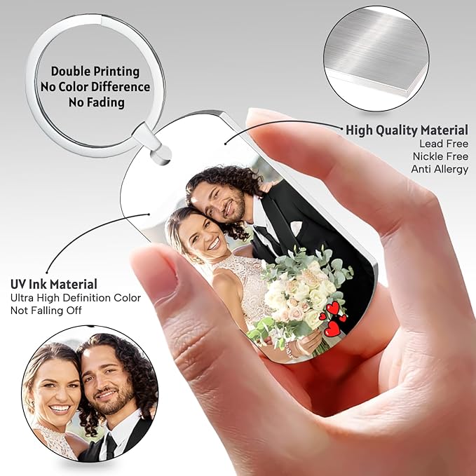 Custom Keychain with picture Double-sided Personalized Your Photo/Text/Icon - Image 2